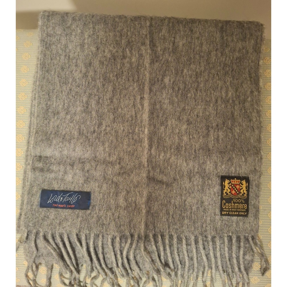 Vintage Lord & Taylor Cashmere Scarf The Man's Shop Gray Cashmere Scarf W/Fringe